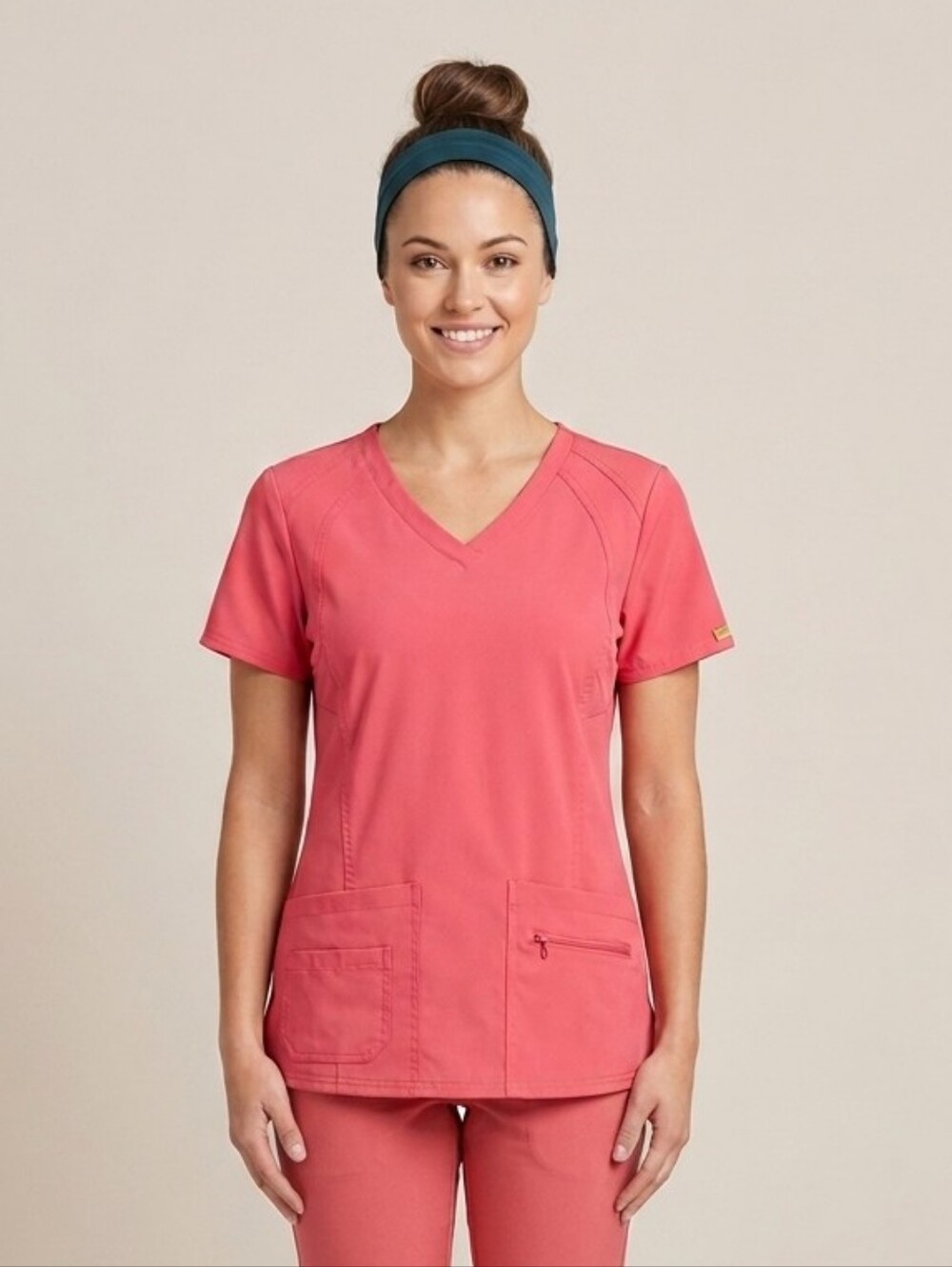ACTIVATE by med couture scrub hospital top coral stretch fit M